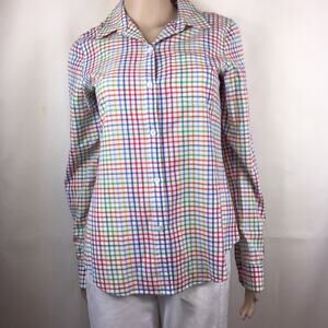 Theory Rainbow Plaid Long Sleeve Button Down Shirt